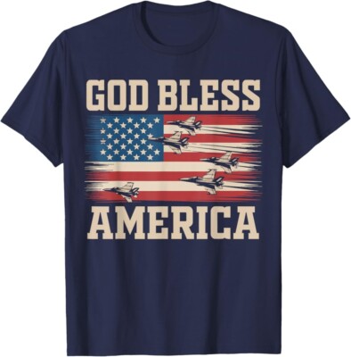 Toddler God Bless America USA Patriotic Fighter Jet 4th july T-Shirt