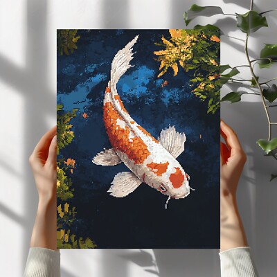 Koi Fisch Pixel Art Poster Schöne Wanddeko Dekoration