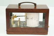 L&M France Barograph Trommelschreiber Holzgehäuse Luftdruck Barometer Barometre