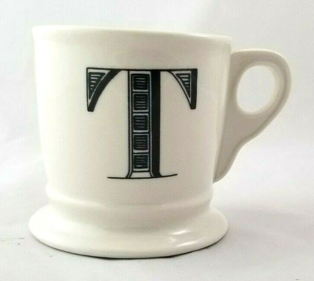 Anthropologie Monogram "T"Alphabet Initial Coffee Mug White Black Letter T eBay