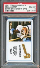 1981 PERMA-GRAPHICS SUPER STAR CREDIT CARD CECIL COOPER #NA PSA 10 POP 1 (886)