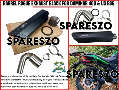 BLACK ''BARREL ROGUE EXHAUST'' FIT FOR BAJAJ DOMINAR 400 UG BS 6