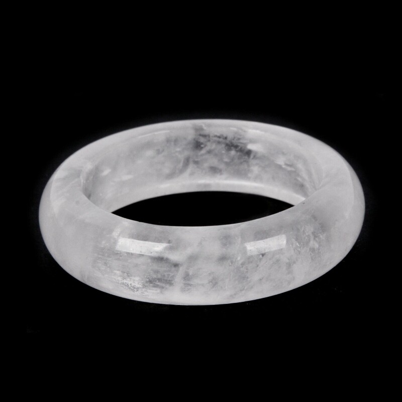 Natural Clear Quartz Crystal Ring Healing Gemstone Finger Circle Amulet Jewelry