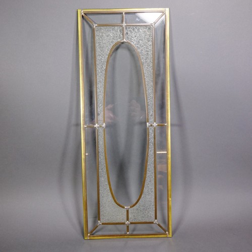 10 in.by 25 in. Glass with Leaded Overlay w/ Brass Cover Window Pane Crackle