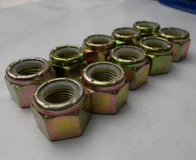 J.B.S. Nylon Lock Hex Nut 1/2"-20 Fine Thread " 10 Nuts " Grade 8 Zinc 1/2-20