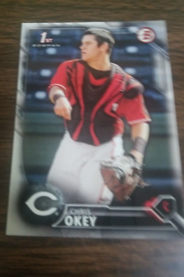 CHRIS OKEY 2016 BOWMAN DRAFT CARD #BD-83 REDS/DRAGONS (FIRST PROSPECT BASE)