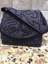 Vintage 1940s Blue Beaded Box Purse Handbag