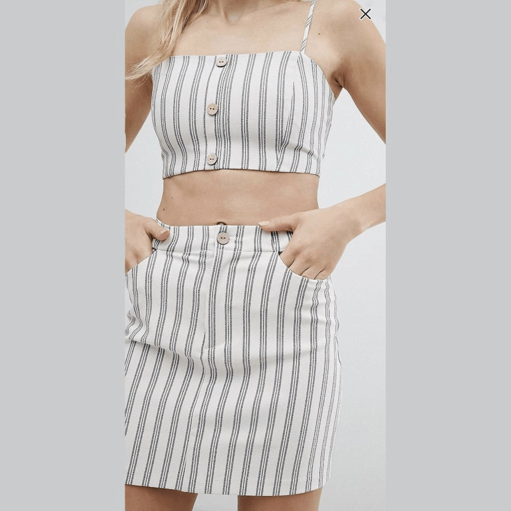 Pull & Bear Button Front Bralette and Skirt Set C… - image 3