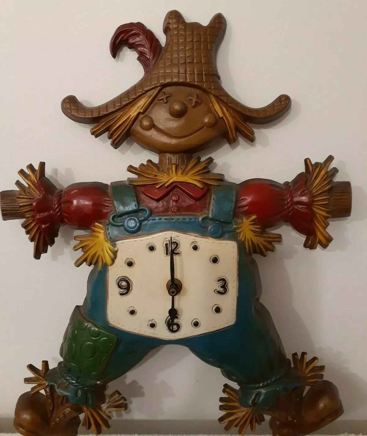 Vintage 70s Cast Metal Scarecrow Wall Clock SEXTON INC Made In USA eBay