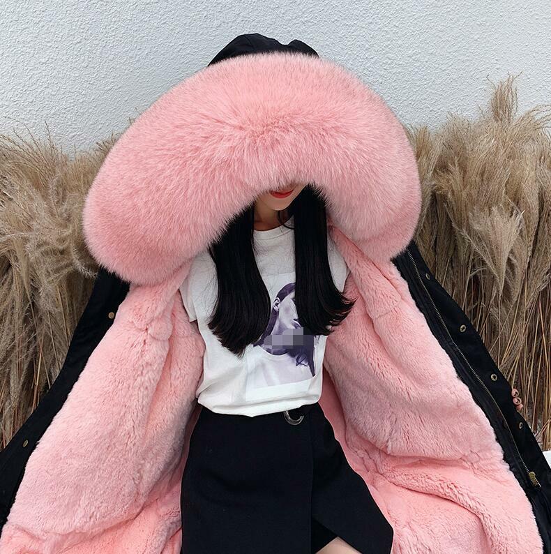 Lumignon ♥ Big Fur knit hoodie【ネイビー×ピンク】 Fur Hoodie - Tie Dye Pink & Blue for Women - SpiritHoods