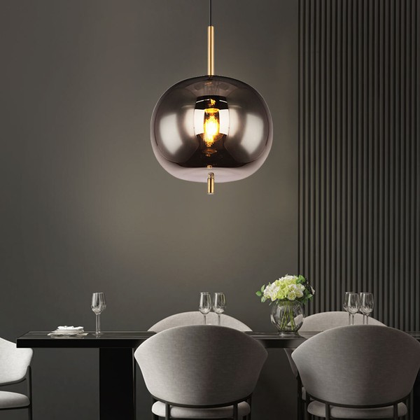 HäNgelampe Pendelleuchte Wohnzimmerlampe Glas Rauchfarben 1 Flammig D 30 Cm-image
