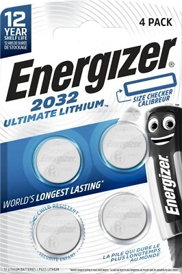 Pile CR2032 Energizer lot de 4 piles bouton lithium 3V BR2032 DL2032 ECR2032 - Photo 1/4