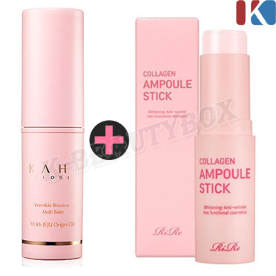KAHI Wrinkle Bounce Multi Balm 9g + RIRE Collagen Ampullen Stick 15g Set NEU