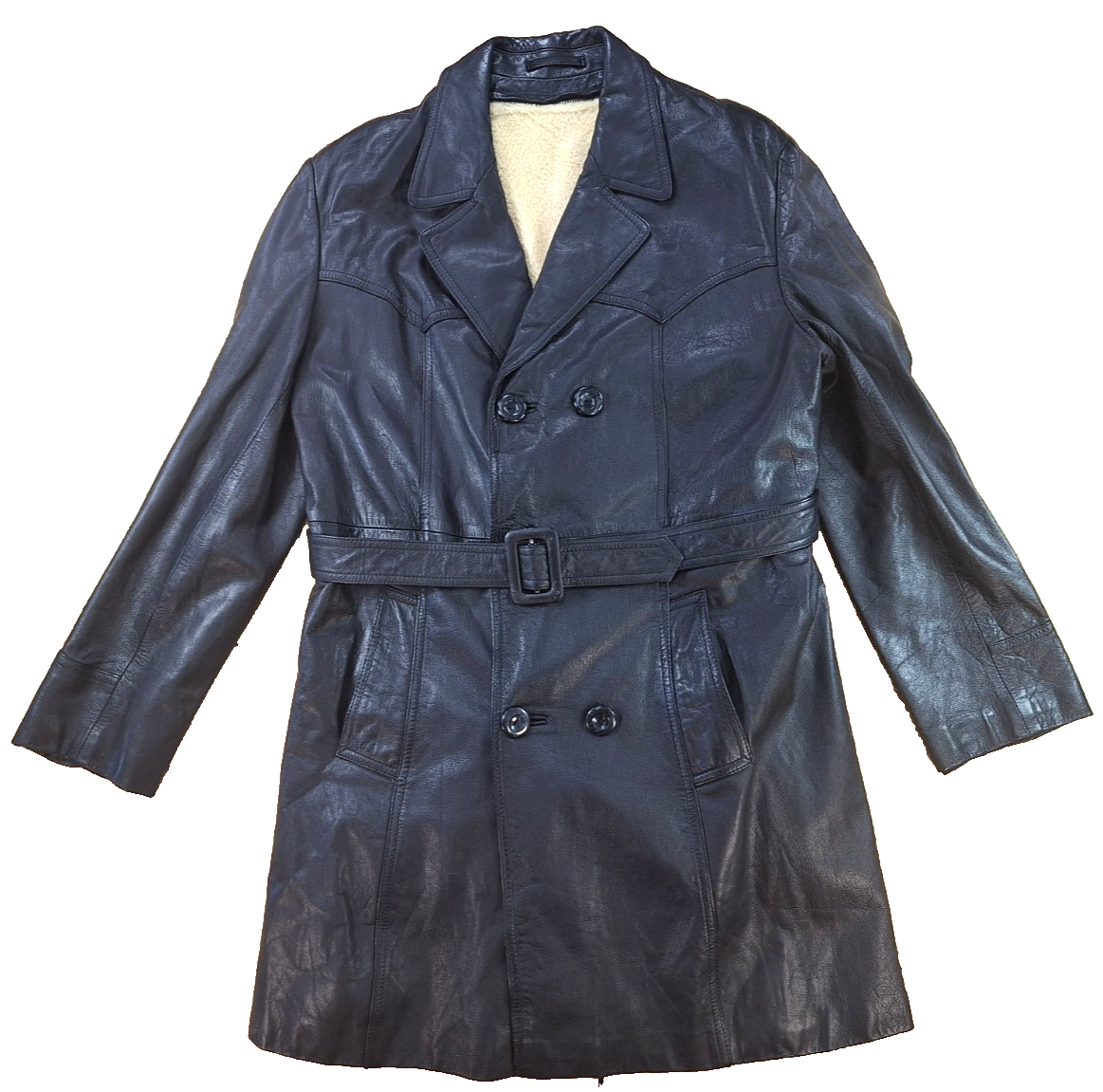 ジャケット・アウター YOKE Leather Double Breasted Coat M S8056557cc28342198691af62697e8