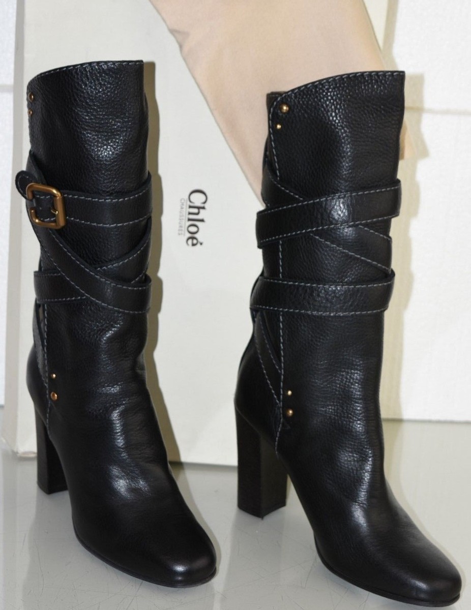 New CHLOE Black Paddington Lock SOFT Leather Mid Calf Wrap Around