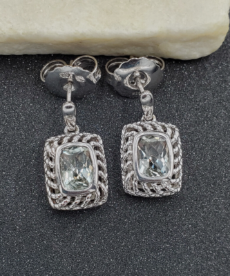 LORENZO Colore SG 925 Sterling Silver Cushion Green Amethyst Drop