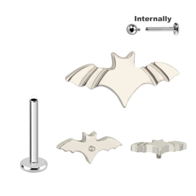 1,2mm Fledermaus Bat Titan Labret Innengewinde Ohr Helix Lobe Piercing Stecker