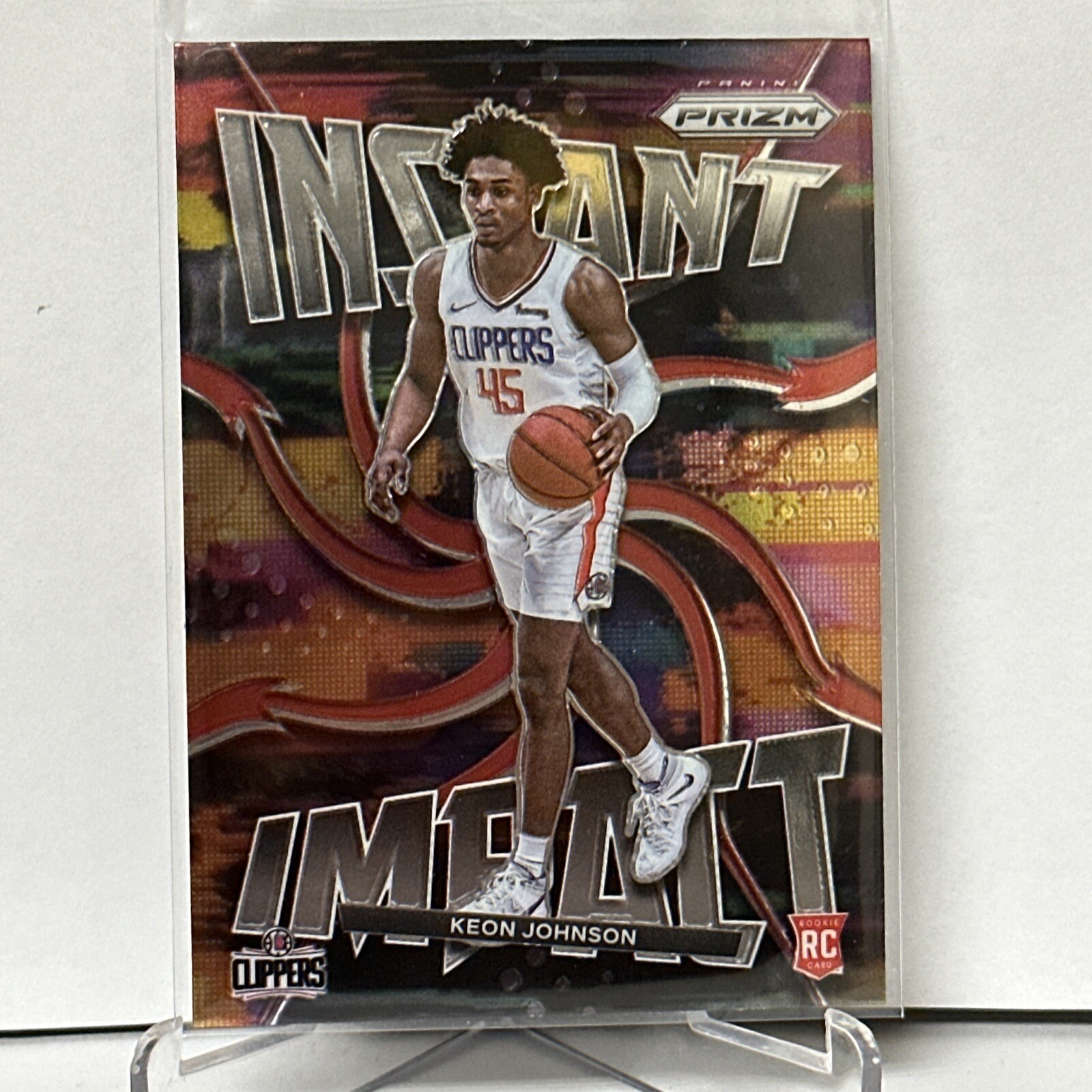 Keon Johnson RC Instant Impact 2021-22 Panini Prizm #5 Clippers Rookie Card