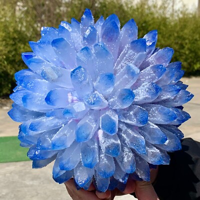 12.03LB New Find blue Phantom Quartz Crystal Cluster MineralSpecimenHealing