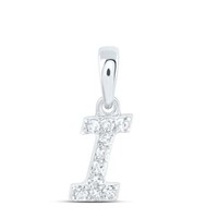 10K WeißGold Echte Diamant Damen Blockschrift Initial I Mini AnhäNger 1/12 CT