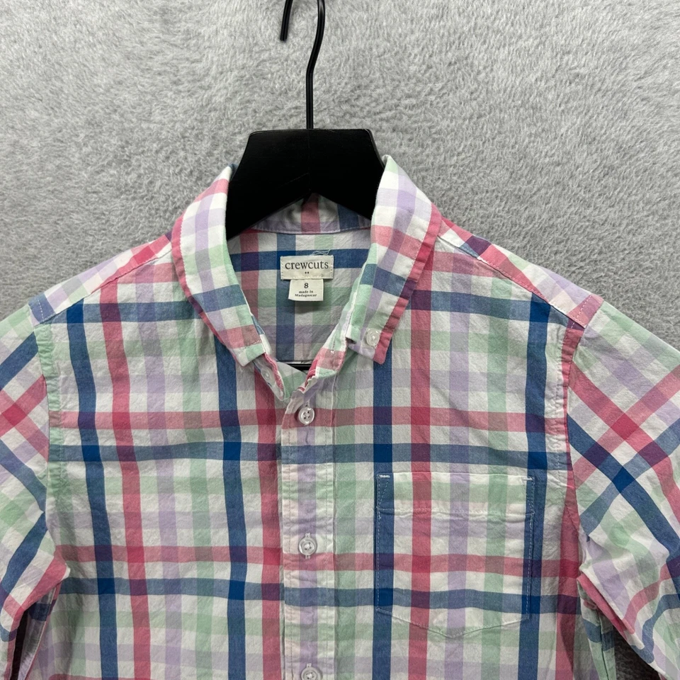 Crewcuts Shirt Boys Size 8 Plaid Multicolor Long Sleeve Button Up Easter - Image 4 of 4