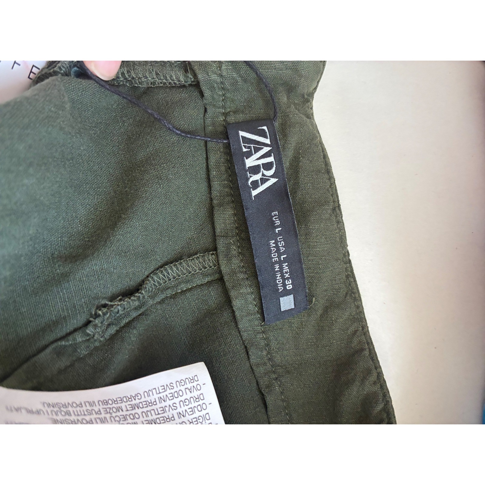 NWT Zara Womens Olive Green Linen Blend Resortwear Ruched Front Slit Midi Skirt thumbnail 6