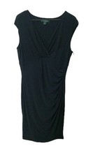 Lauren Ralph Lauren Black Ruched Wrap Dress Size 14