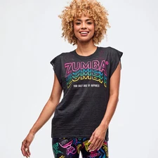 Zumba Sizzlin' Muscle Tank - Bold Black ~ XS  S  M  XL ~ New! Free Ship!