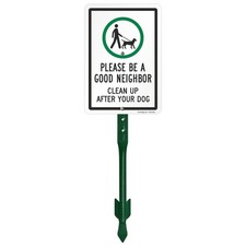 Clean Up After Your Dog Yard Sign Sturdy Stake Aluminum 7x10 Inch USAMade