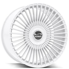 24x10 Strada Wheels Spaghetti White Floating Cap Rims 4pcs A1