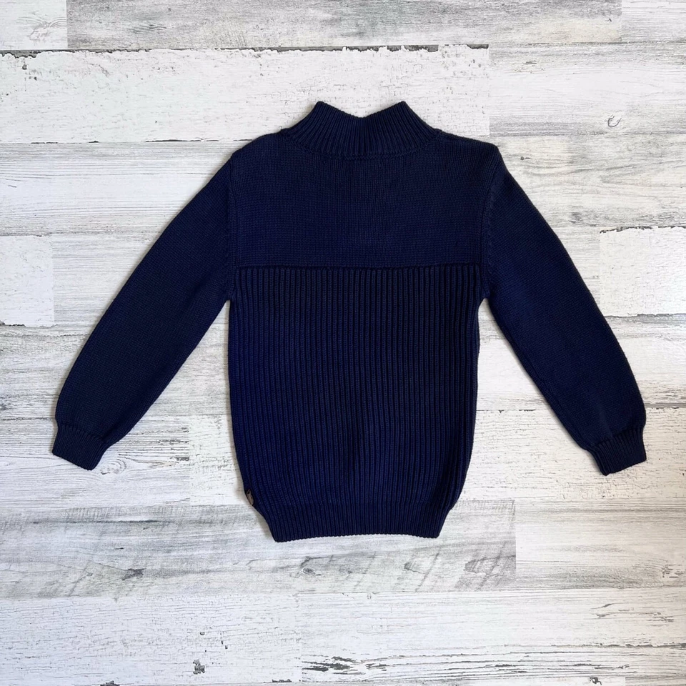 Appaman Boys Sweater Size 4T Navy Cotton Mock Neck Long Sleeve Ribbed Knit Cozy - Image 2 of 4