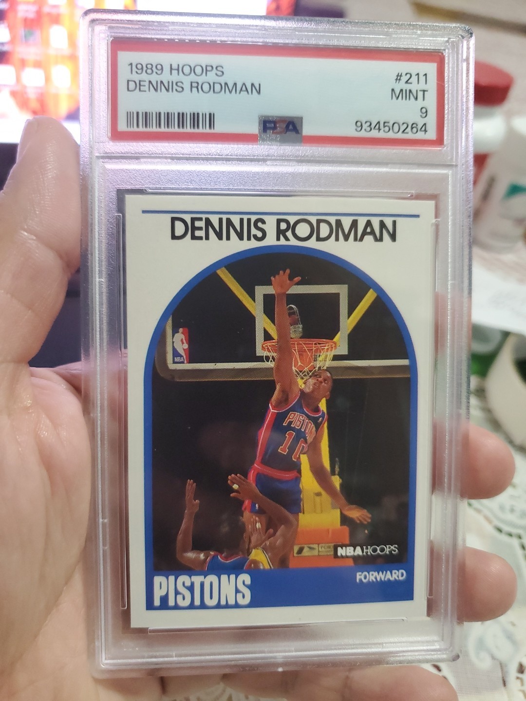 1989 NBA Hoops Dennis Rodman #211 PSA 9 Mint HOF Detroit Pistons Bulls