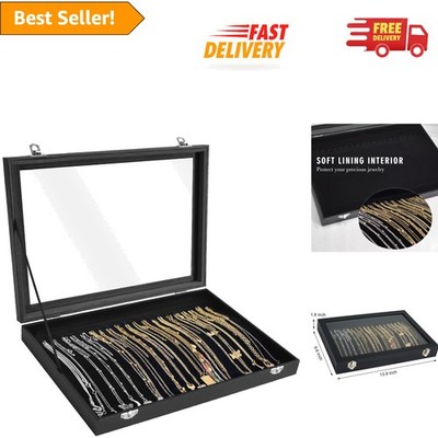 Sophisticated Jewelry Display Box - 20 Hooks with Dustproof & Lock Features