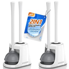 Toilet Plunger and Brush, Bowl Brush and Heavy Duty Toilet Plunger Set with V...