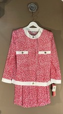 Andrea Gayle Vintage Pleated Skirt Top Set Spring Pink Floral NWT Sz 12