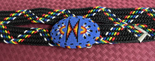 Native American Indian Bead Art Multi-Colored Belt Buckle w/ Hand-Braided Belt
