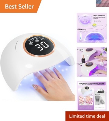 72W UV LED Nail Lamp, 2026 New Upgrade UV Light for Gel Nails with 18 Beads, ...