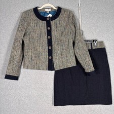 NEW Vintage Skirt Suit Set 8/10 Tweed Denim Blazer Pencil Old Money Classic