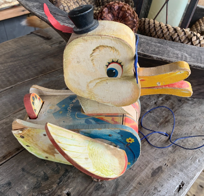 Vintage 1950s Wooden Dr. Doodle Duck No. 132 | Fisher Price Pull