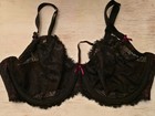 Cacique Unlined Balconette 40D Black Lace / Dark Maroon  Underwire Bows — photo 1