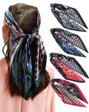 35.5  Large Square Satin Scarf for Hair - 4Pcs Printed Like Silk Head Scarf