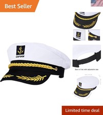 Adult Yacht Captain Hat White Sailor Hat for Women Men Yacht Boat Sailor Capt...
