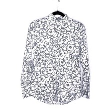 Banana Republic Dillon Shirt Black White Floral Blouse 100 Cotton Top Sz XS
