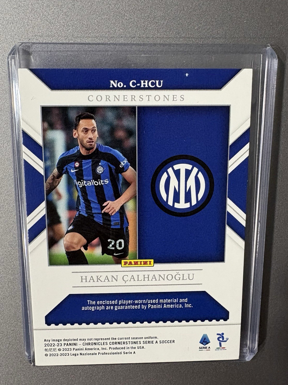 2022-23 Panini Chronicles Hakan Calhanoglu Cornerstones Jersey Autograph /139 view 2