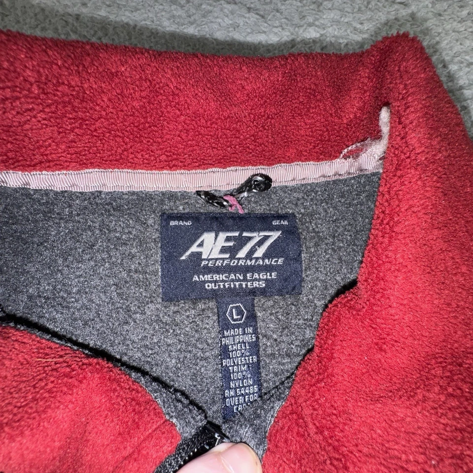 Vintage American Eagle Jacket Mens Large Gray Full Zip Fleece Coat AE77 Logo - Image 4 of 4