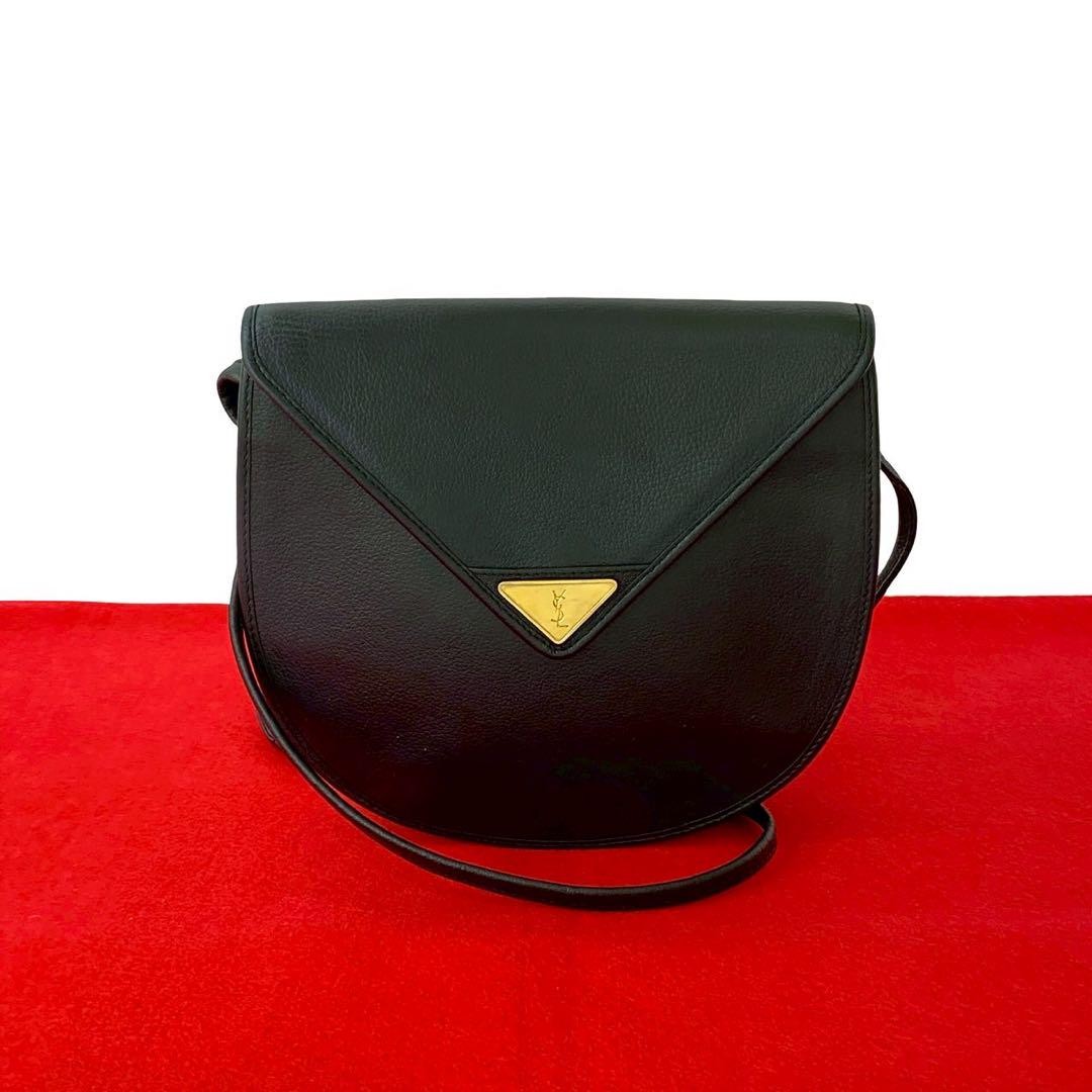 Borsa a tracolla Yves Saint Laurent triangolo logo pelle nera autentica F062211981
