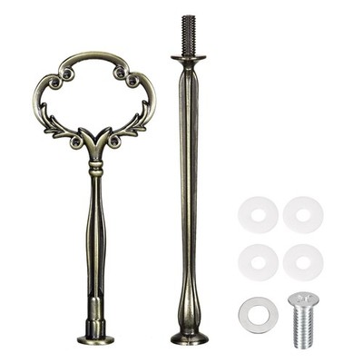 uxcell 1 Set Cake Tray Stand Handle Cupcake Dessert Plate Hardware Bronze 