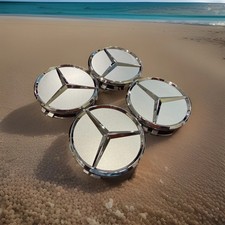 Set Of 4 75MM Wheel Center Rim Hub caps for Mercedes-Benz Silver Chrome Star