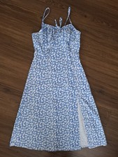 Kleid,Sommerkleid,maxi,Maxikleid,blau,weiß,Blumen,Träger,elegant,Gr.S