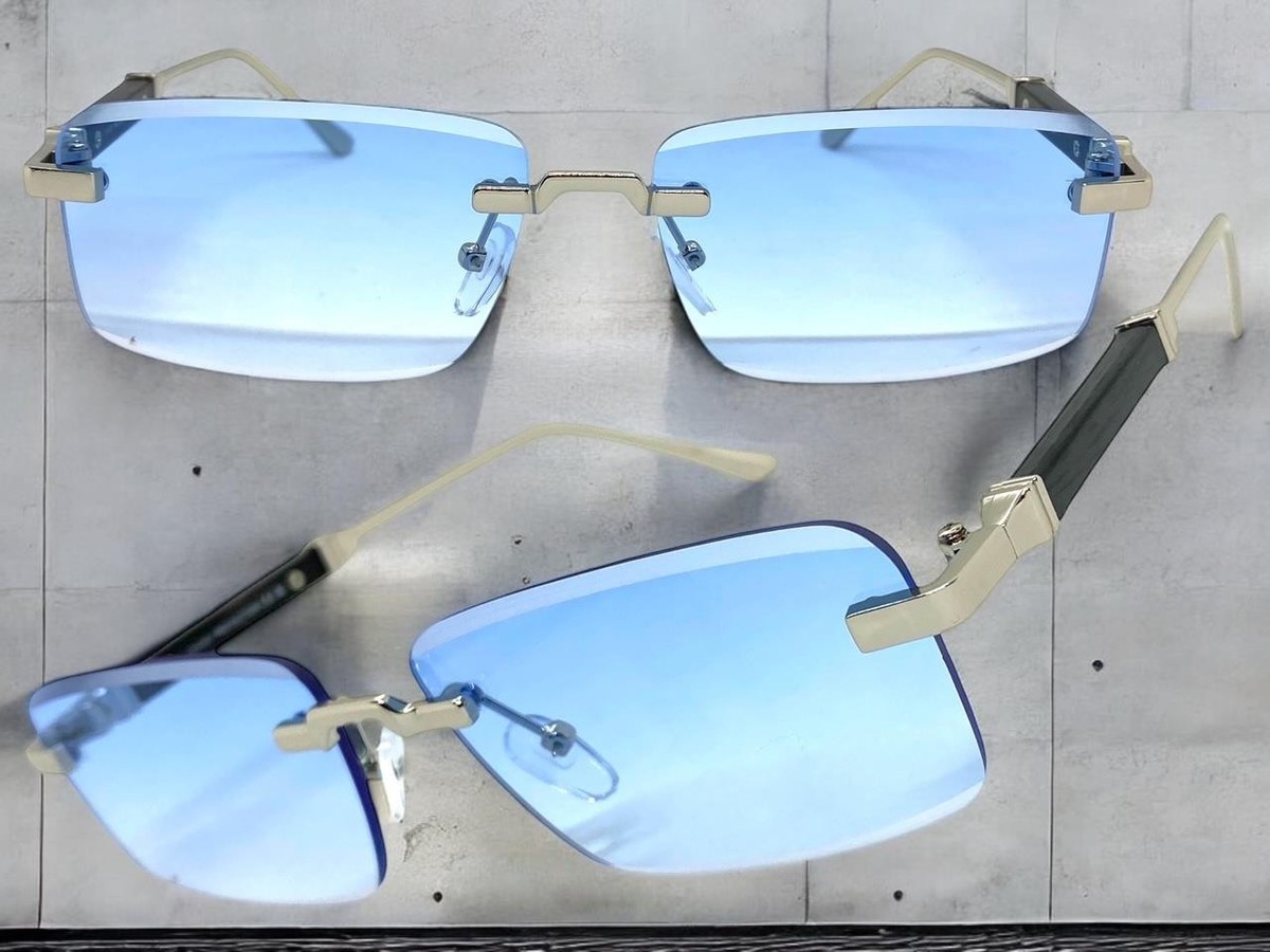 Elegant Gradient Blue Sunglasses Blue Hipster Acetate Trapezoid Gradient Sunglasses with Blue  main image 2